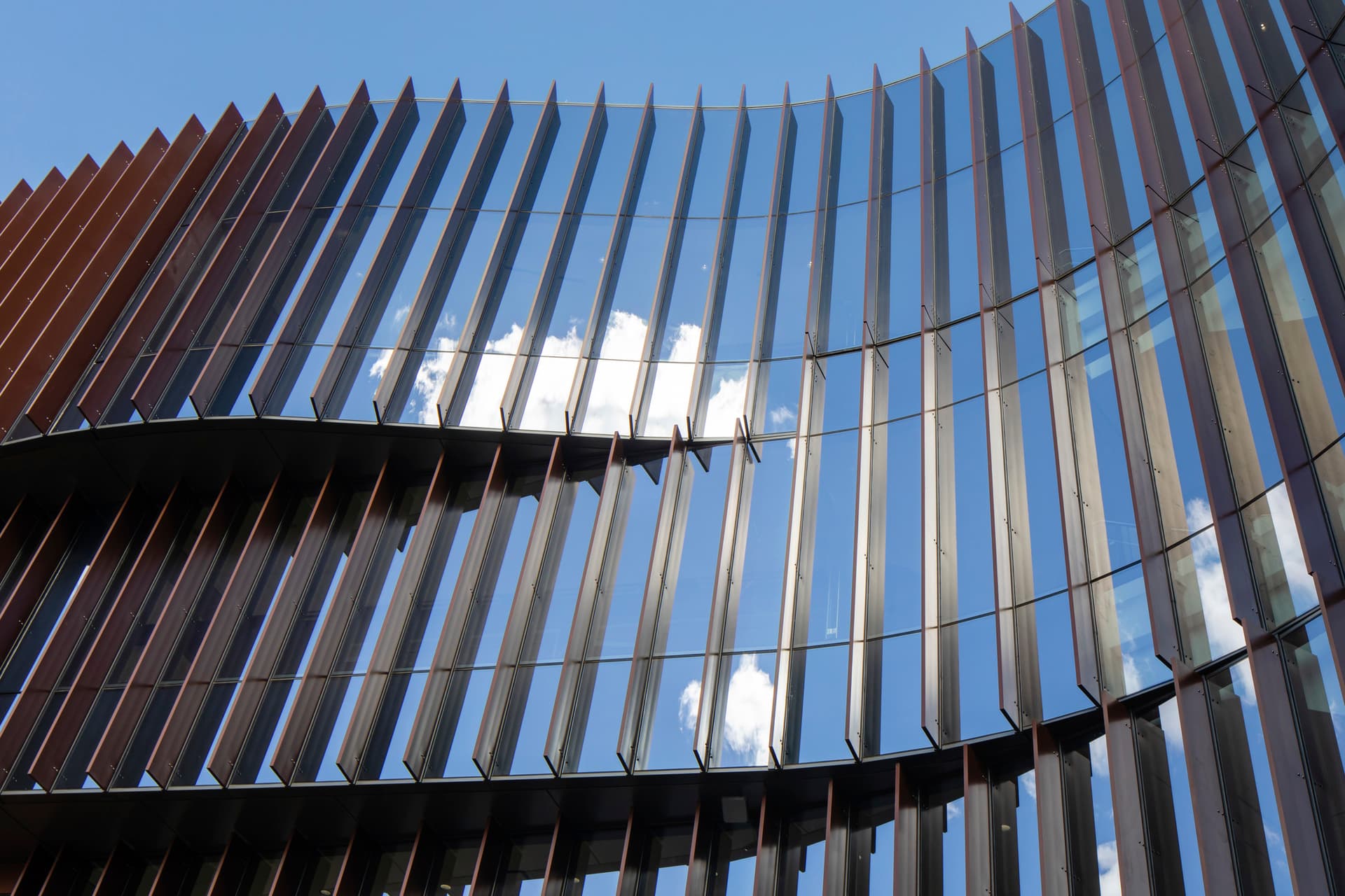 Intermountain, NBBJ, Salt Lake City, UT, abstract, clouds, detail, exterior, fins, reflection, sky