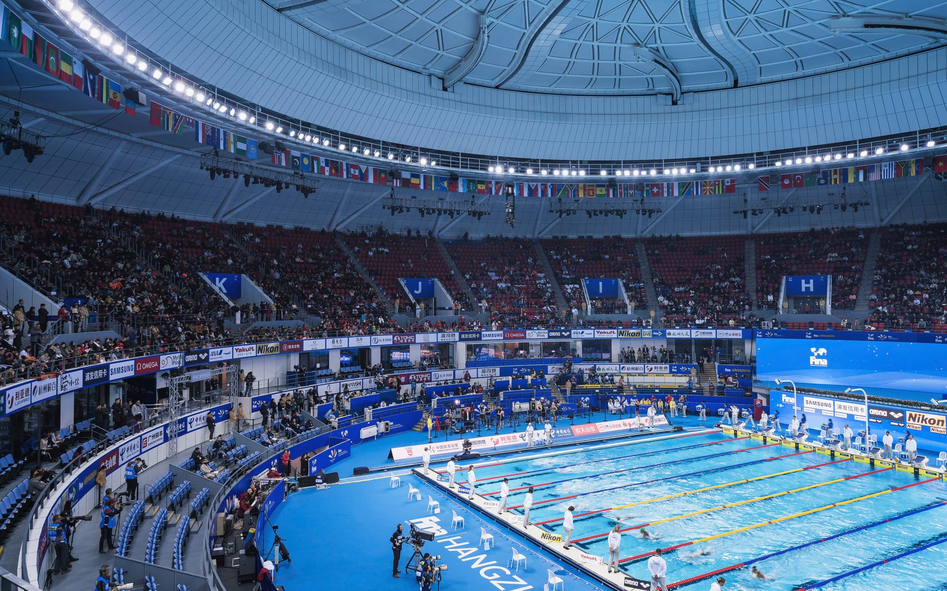 FINA World Swimming Championships, swimming pool, tennis arena, interior, competition, stadium