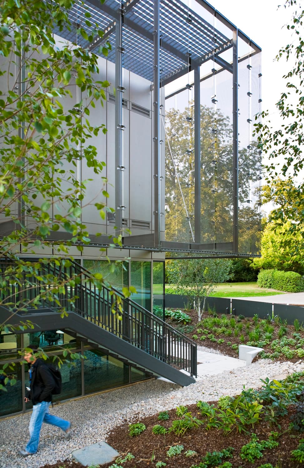 For reference only - no copyright purchased. European, Bioinformatics, Institute, Molecular Biology, Laboratory Glazing, curtain wall, garden